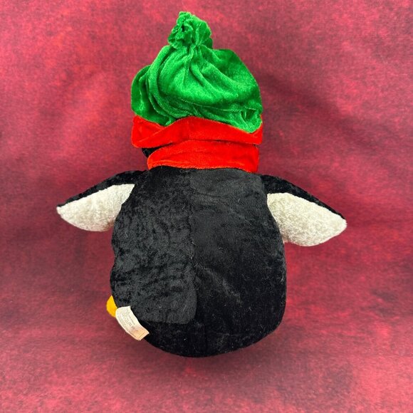 HOLIDAY CHRISTMAS PINQUIN 10" PLUSH TOY w/HAT, SCARF & STOCKING - Picture 5 of 7